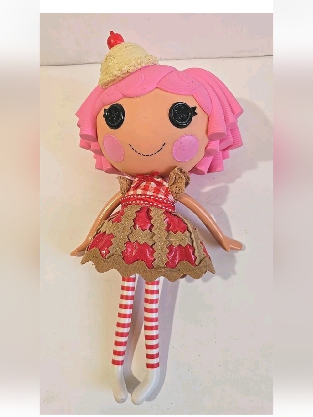 Lalaloopsy Cherry Crisp Crust Doll Pink Cupcake Doll with Striped Legs No Shoes